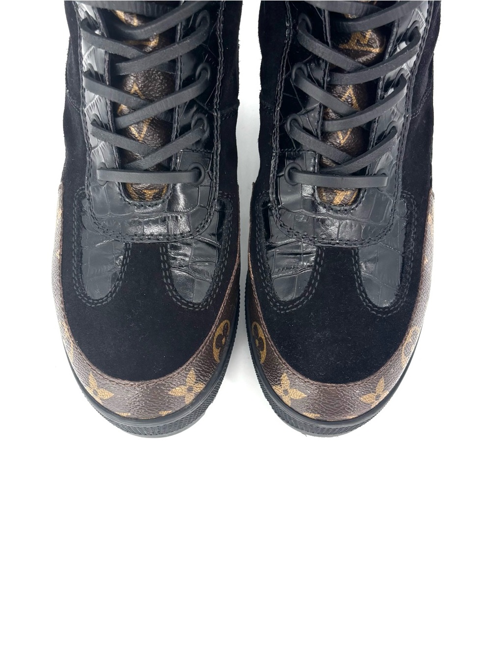 Louis Vuitton Laureate Logo Monogram Croc Emboss Platform Ankle Boots 39 - Picture 7 of 10